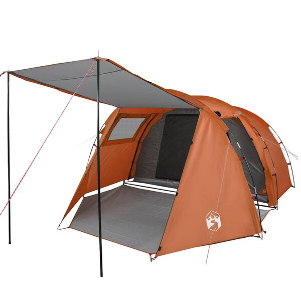 vidaXL Tente de camping tunnel 4 personnes gris et orange imperm&eacute;able