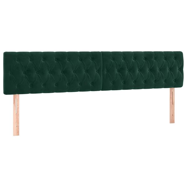 vidaXL T&ecirc;tes de lit 2 pcs Vert fonc&eacute; 90x7x78/88 cm Velours