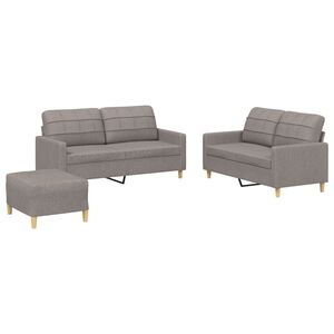 vidaXL Ensemble de canap&eacute;s 3 pcs avec coussins Taupe Tissu