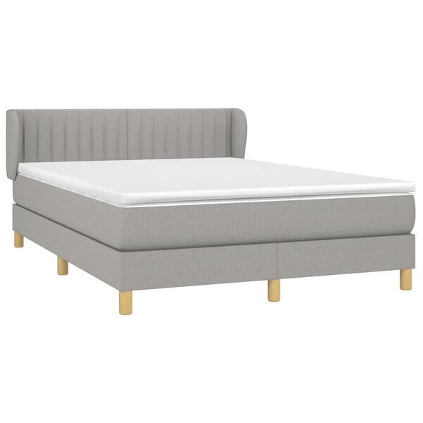 vidaXL Sommier &agrave; lattes de lit avec matelas Gris clair 140x190cm Tissu