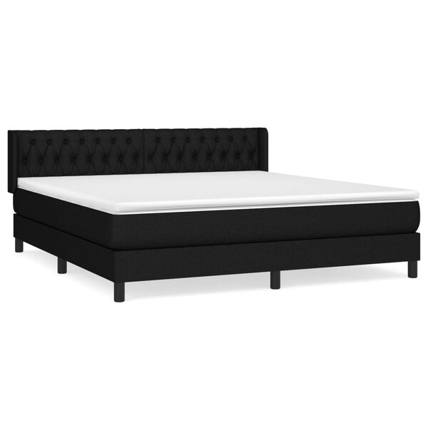 vidaXL Sommier &agrave; lattes de lit avec matelas Noir 180x200 cm Tissu