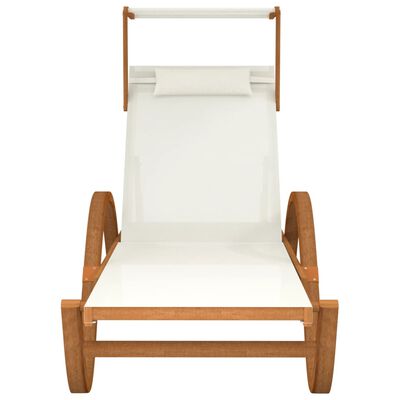 vidaXL Chaise longue avec auvent blanc textilène/bois massif peuplier