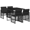 vidaXL Ensemble &agrave; manger de jardin coussins 5pcs noir r&eacute;sine tress&eacute;e