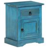 vidaXL Table de chevet Bois de manguier massif 40x30x50 cm Bleu