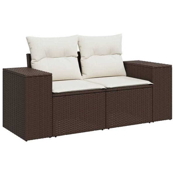vidaXL Salon de jardin avec coussins 7 pcs marron r&eacute;sine tress&eacute;e