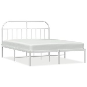 vidaXL Cadre de lit m&eacute;tal sans matelas et t&ecirc;te de lit blanc 160x200 cm