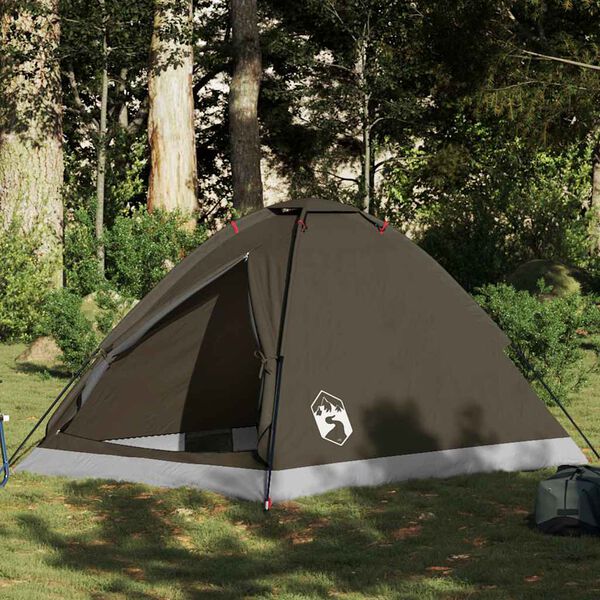 vidaXL Tente de camping &agrave; d&ocirc;me 2 personne marron imperm&eacute;able