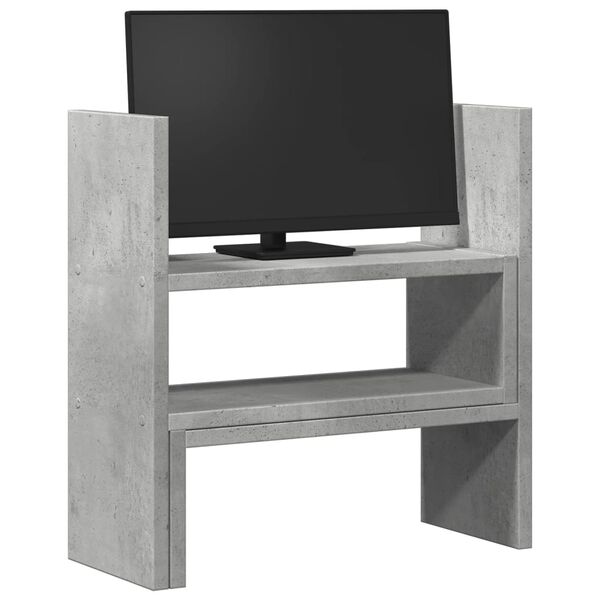 vidaXL Organisateur de bureau r&eacute;glable gris b&eacute;ton bois d'ing&eacute;nierie