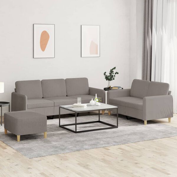 vidaXL Ensemble de canap&eacute;s 3 pcs avec coussins Taupe Tissu