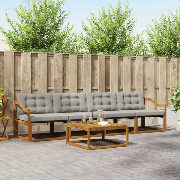 vidaXL Ensemble de canap&eacute;s d'ext&eacute;rieur 5 pcs Gris Naturel et Clair