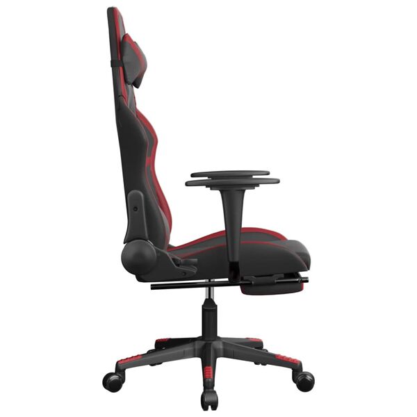 vidaXL Chaise de jeu avec repose-pied Noir/rouge bordeaux Similicuir