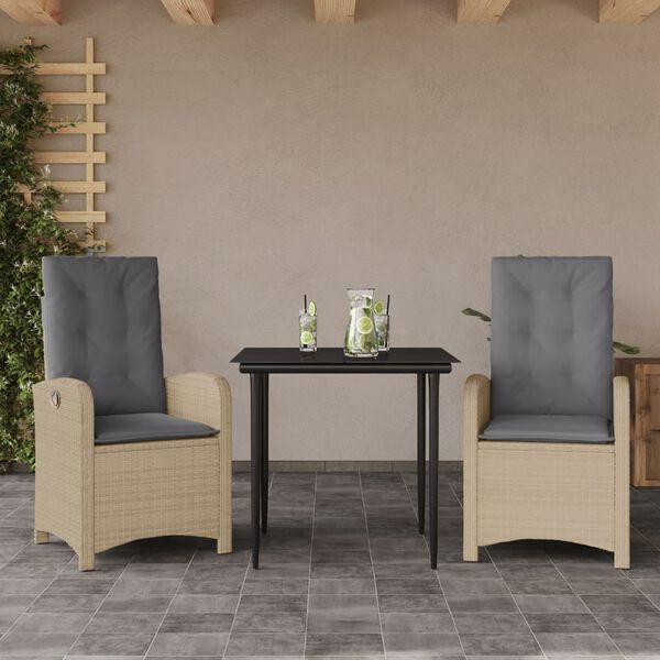 vidaXL Ensemble &agrave; manger de jardin coussins 5 pcs m&eacute;lange beige rotin