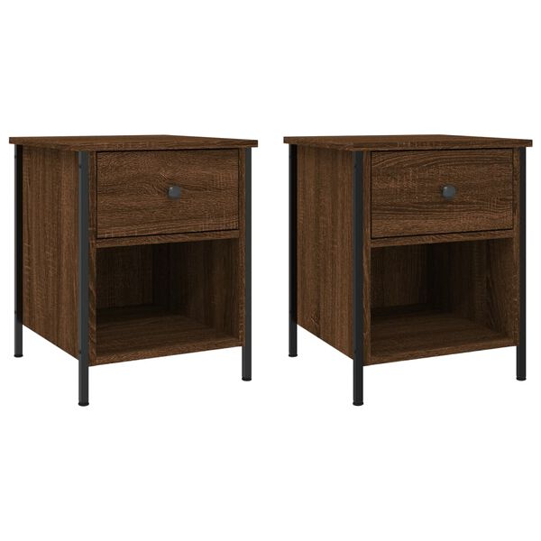 vidaXL Tables de chevet 2pcs ch&ecirc;ne marron 40x42x50cm bois d'ing&eacute;nierie