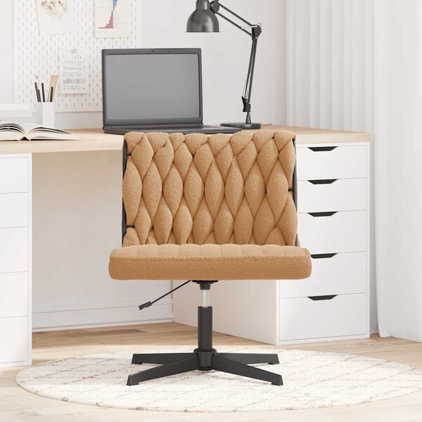 vidaXL Chaise pivotante de bureau beige boucl&eacute; comme de la laine tissu