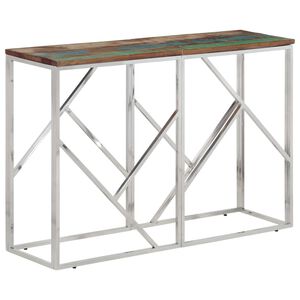 vidaXL Table console argent&eacute; acier inoxydable/bois massif r&eacute;cup&eacute;ration