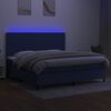 vidaXL Sommier &agrave; lattes de lit et matelas et LED Bleu 200x200 cm Tissu