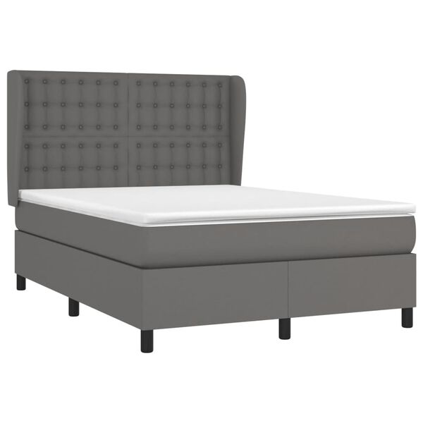 vidaXL Sommier &agrave; lattes de lit avec matelas Gris 140x190 cm Similicuir