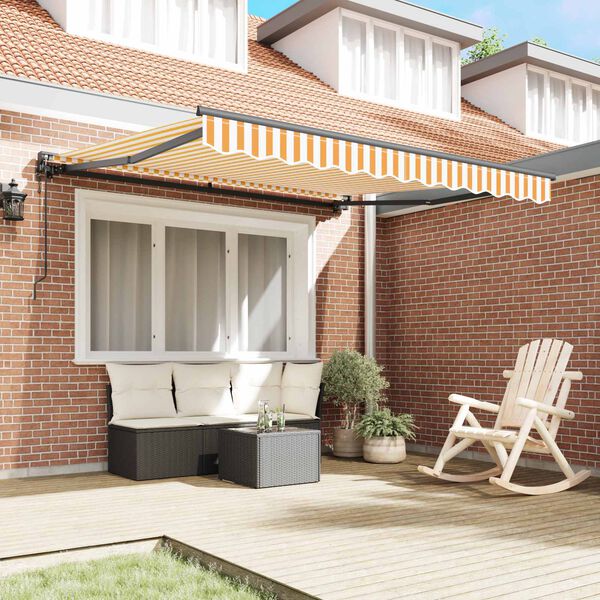vidaXL Auvent R&eacute;tractable Jaune et blanc 300 x 250 cm