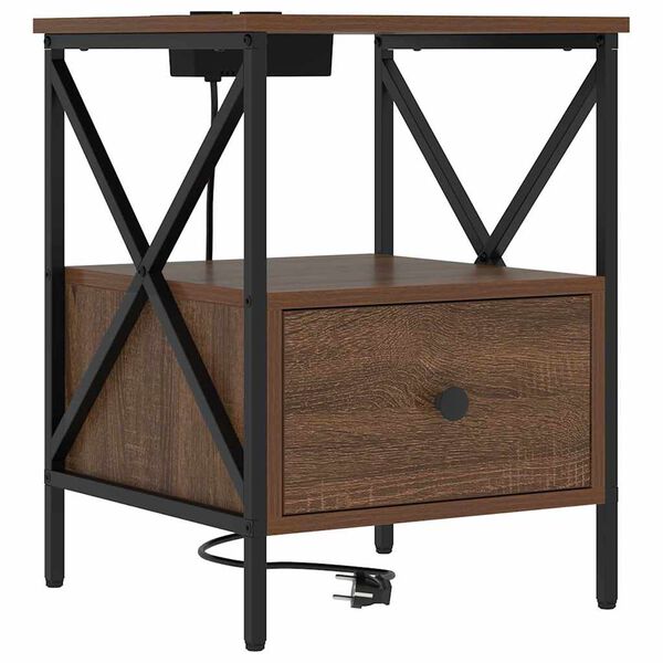 vidaXL Cabinet de chevet avec tiroir Ch&ecirc;ne brun 41,5 x 40,5 x 55 cm