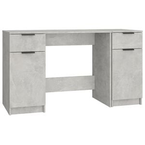 vidaXL Bureau avec armoire lat&eacute;rale Gris b&eacute;ton Bois d'ing&eacute;nierie