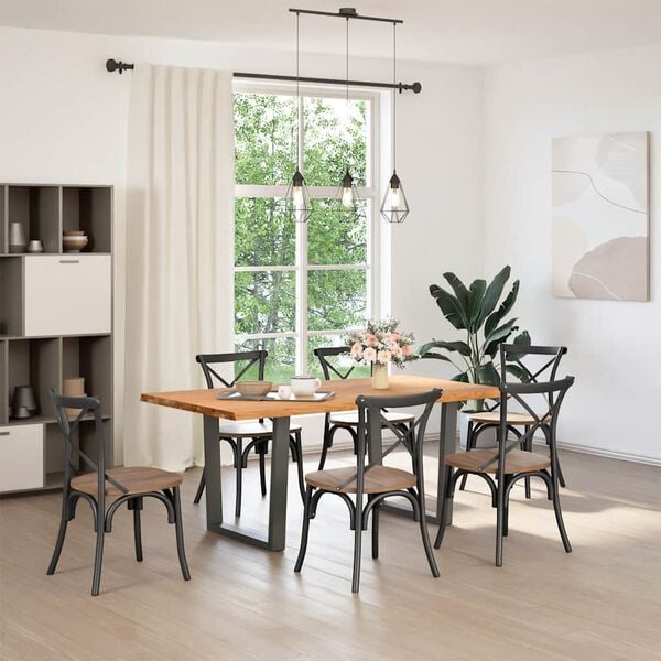 vidaXL Table à manger avec bord naturel 180x100x74cm bois massif chêne
