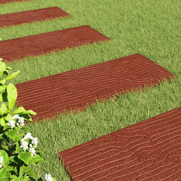 vidaXL Pierre de marchage 6 pcs Rouge 60,5 x 25 x 2 cm Caoutchouc