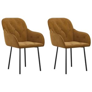 vidaXL Chaises &agrave; manger lot de 2 Marron Velours
