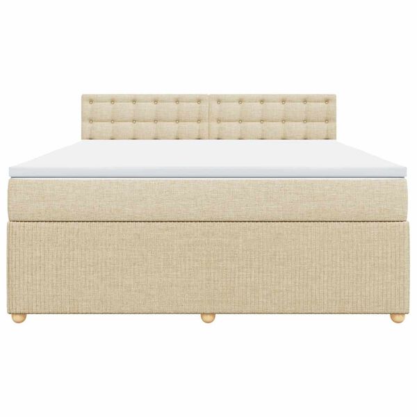 vidaXL Sommier &agrave; lattes de lit avec matelas Cr&egrave;me 180x200 cm Tissu