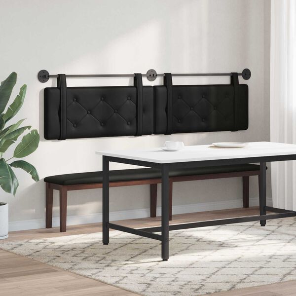 vidaXL T&ecirc;te de lit suspendue Noir 210 x 55 x 5 cm Simili cuir