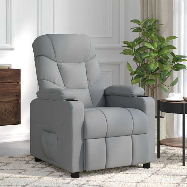 vidaXL Fauteuil de massage Gris clair Tissu