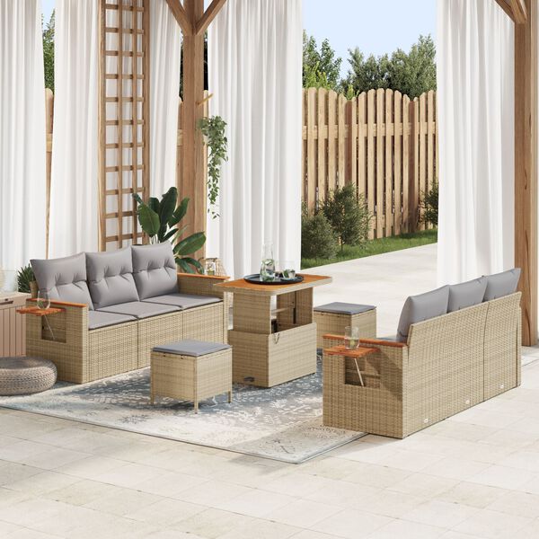 vidaXL Ensemble de canap&eacute; de jardin 11 pcs Beige et Gris clair