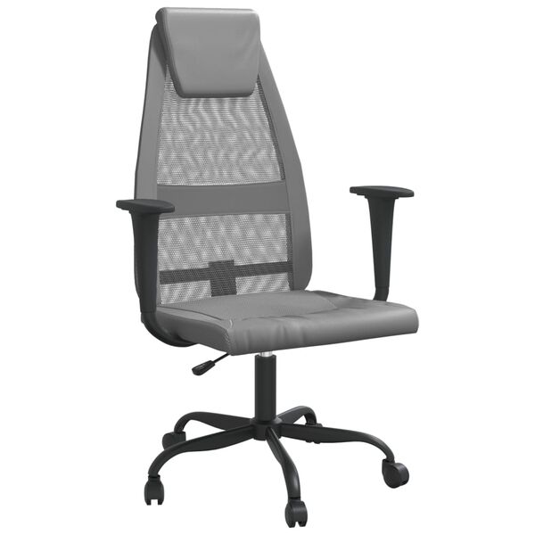 vidaXL Chaise de bureau r&eacute;glable en hauteur gris