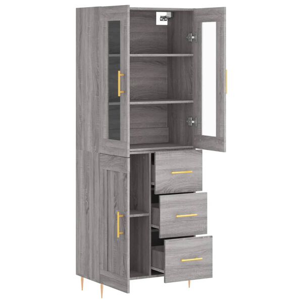 vidaXL Buffet haut Sonoma gris 69,5x34x180 cm Bois d'ing&eacute;nierie