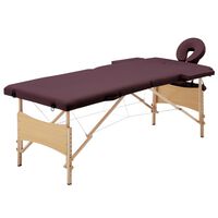 vidaXL Table de massage pliable 2 zones Violet vin