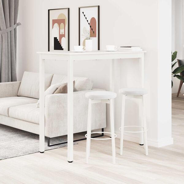 vidaXL Table de bar Blanc 110 x 55 x 105 cm Bois de pin massif