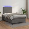 vidaXL Sommier &agrave; lattes de lit matelas LED gris 120x190 cm similicuir