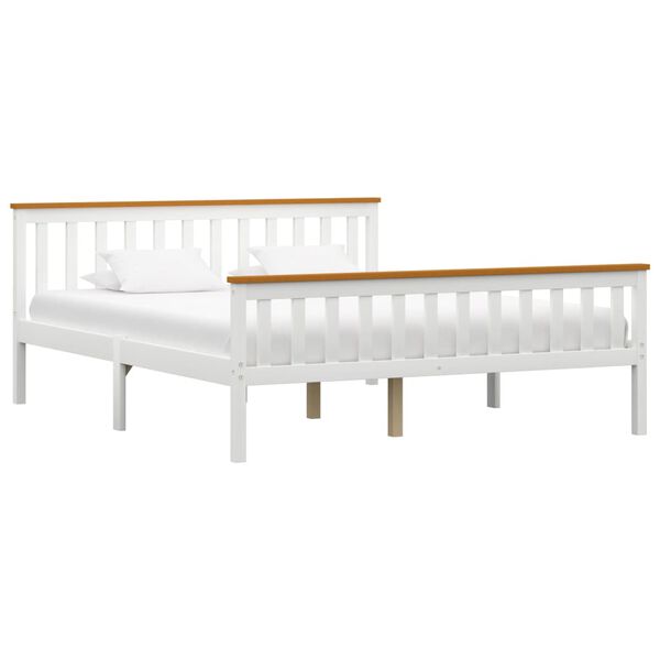 vidaXL Cadre de lit sans matelas blanc bois de pin massif 160x200 cm