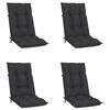 vidaXL Chaises inclinables de jardin et coussins lot de 4 Teck solide