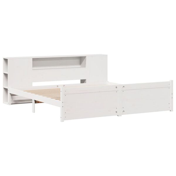 vidaXL Lit bibliothèque sans matelas blanc 180x200 cm bois pin massif