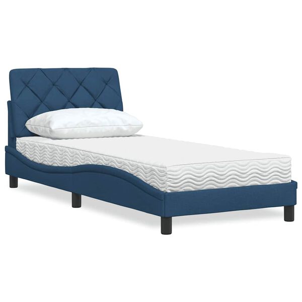 vidaXL Lit avec matelas bleu 80x200 cm tissu