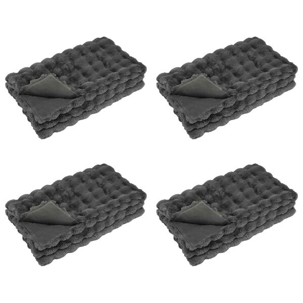vidaXL Couverture en Fourrure de Lapin Synth&eacute;tique Olite 4 pcs