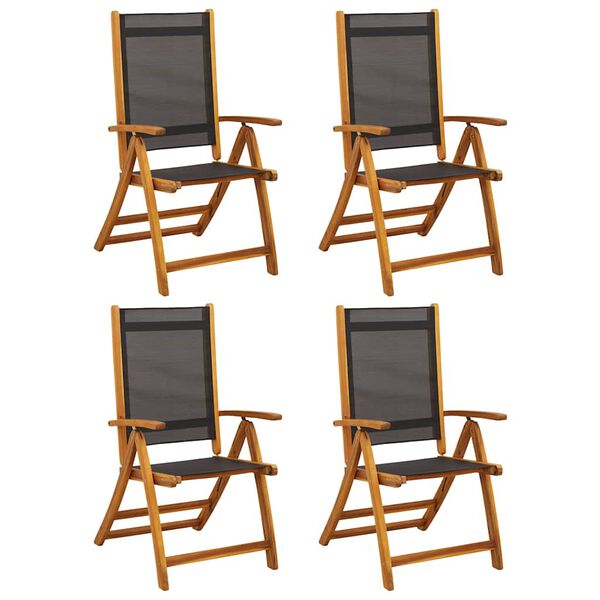 vidaXL Chaises de jardin pliantes lot de 4 acacia massif et textil&egrave;ne