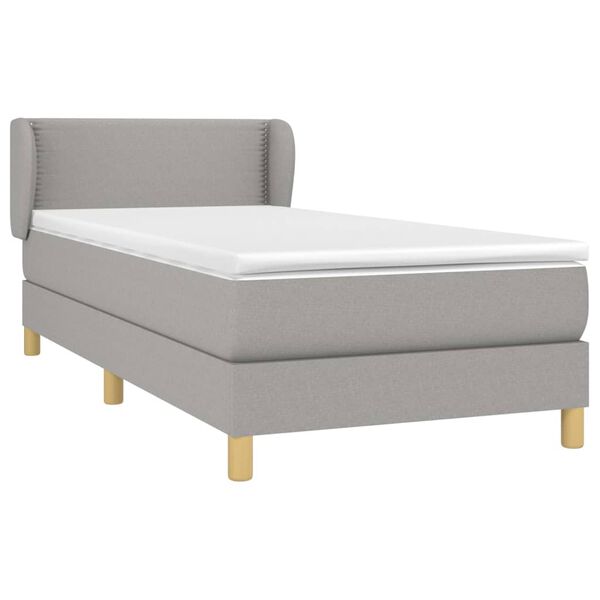 vidaXL Sommier &agrave; lattes de lit et matelas Gris clair 90x190 cm Tissu