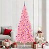 vidaXL Sapin de No&euml;l avec 300 LED avec support Rose 210 cm PVC