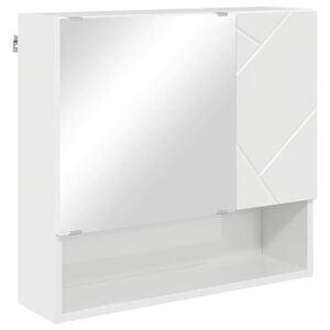 vidaXL Armoire Miroir Blanc brillant 59 x 17 x 55 cm Bois d'ing&eacute;nierie
