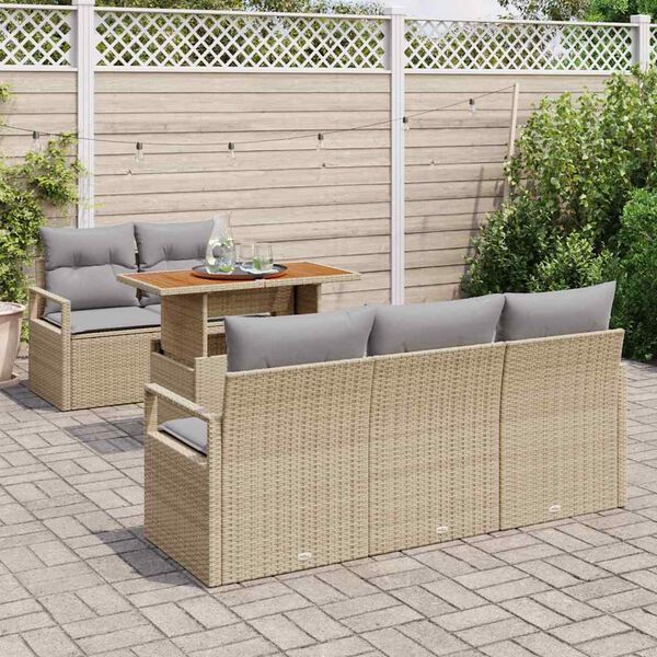 vidaXL Ensemble de canap&eacute; de jardin 6 pcs beige et gris clair