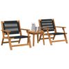 vidaXL Chaises de jardin avec table 3 pcs Noir Bois d'Acacia Massif