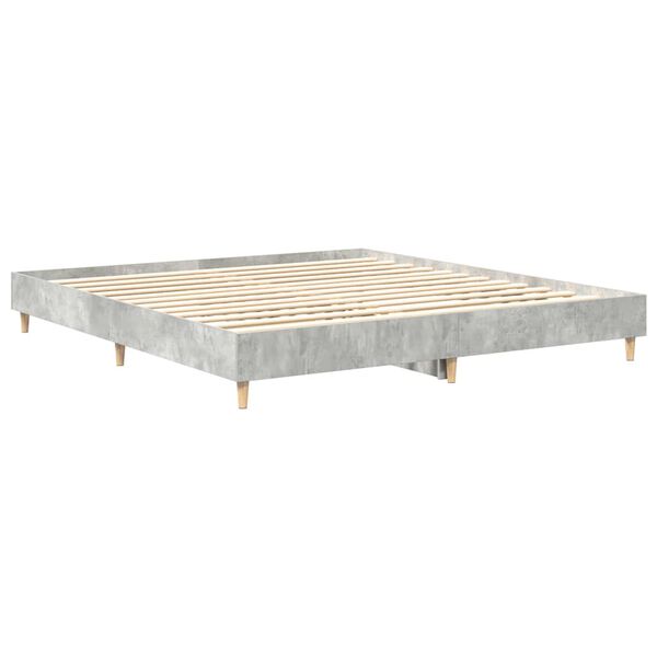 vidaXL Cadre de lit sans matelas gris b&eacute;ton 200x200 cm bois ing&eacute;nierie