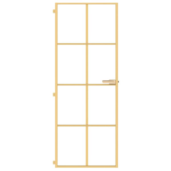 vidaXL Porte int&eacute;rieure mince dor&eacute; 76x201,5 cm verre tremp&eacute; aluminium