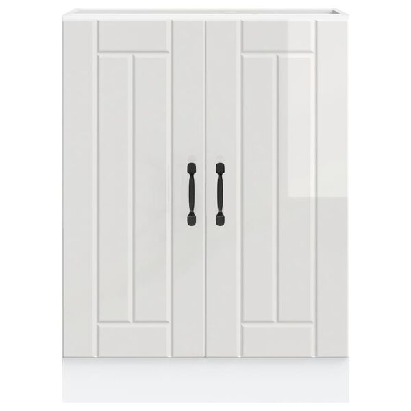 vidaXL Meuble de base de lavabo Lucca blanc brillant bois ing&eacute;nierie